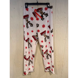 Women's Unbranded White & Red Reindeer Pajama Pants XL